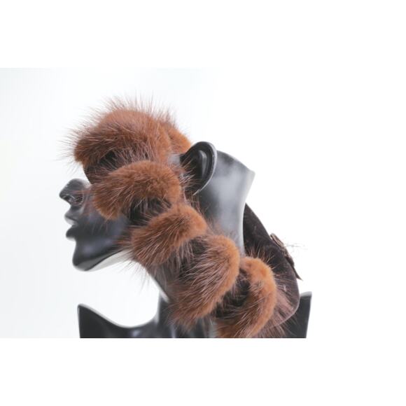 Vintage 1960s Dark Brown Mink Fur Topper Pillbox Hat Classic Retro One Size main image 4